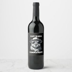 Étiquette Pour Bouteilles De Vin Capybara Avec Lunettes De Soleil Capy Commander