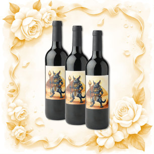 Étiquette Pour Bouteilles De Vin Caricature Anubis - Dieu égyptien de l'après-vie