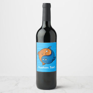 Étiquette Pour Bouteilles De Vin Caricature de poisson Yin Yang