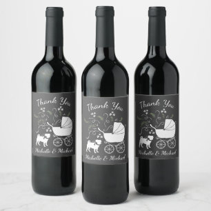 Étiquette Pour Bouteilles De Vin Carlin Chien Baby shower Gris Chiot Chien Neutre G
