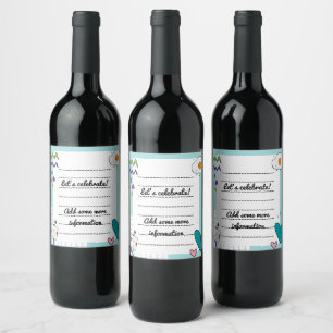 Étiquette Pour Bouteilles De Vin Carré mignon Doodon Cartoon Notes