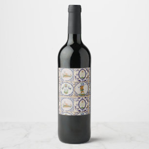 Étiquette Pour Bouteilles De Vin Carreaux de Delft hollandais vintage 17e siècle ar