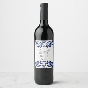 Étiquette Pour Bouteilles De Vin Carrelage Talavera bleu Espagne Fiesta Bridal Brun