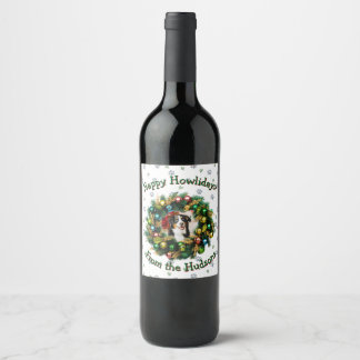 Étiquette Pour Bouteilles De Vin Carte de vœux photo Joyeux Howlidays