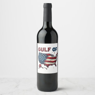 Étiquette Pour Bouteilles De Vin Carte du golfe d'Amérique USA Trump USA Golfe du M