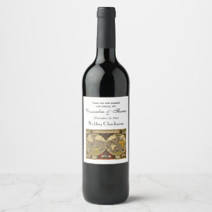 Étiquette Pour Bouteilles De Vin Carte du monde antique #2, do-it-yourself Blanc BG