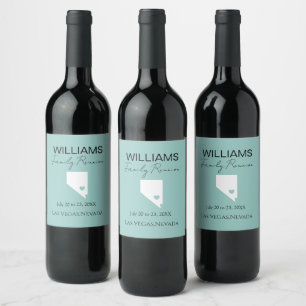 Étiquette Pour Bouteilles De Vin Carte du Nevada moderne Vacances Famille Réunion