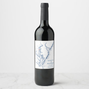 Étiquette Pour Bouteilles De Vin Carte élégante de mariage de la baie de Chesapeake