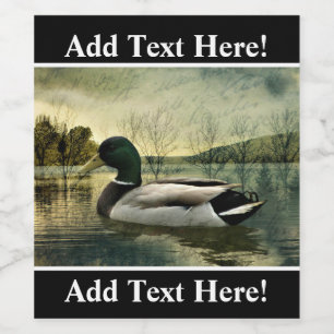Étiquette Pour Bouteilles De Vin Carte postale Patinée vintage Mallard Duck