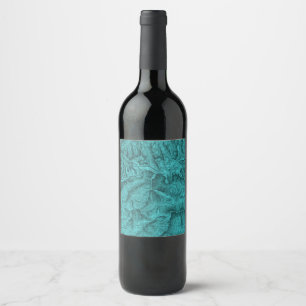 Étiquette Pour Bouteilles De Vin Carte topographique des montagnes Bleu
