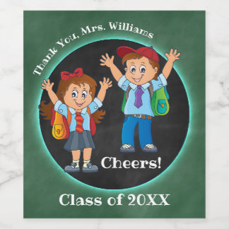 Étiquette Pour Bouteilles De Vin Carton Chalkboard Enseignant Merci Vin Étiquette