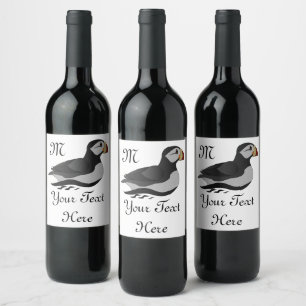 Étiquette Pour Bouteilles De Vin Carton de natation adorable à la corne