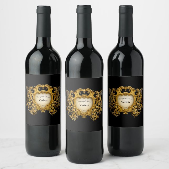 Étiquette Pour Bouteilles De Vin Cartouche de dragon baroque rococo (Bouteilles)