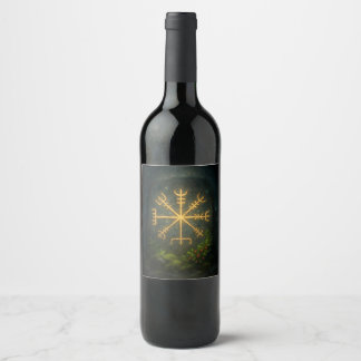 Étiquette Pour Bouteilles De Vin Casque d'Awe Aegishjalmur Symbole Protecteur Noroi