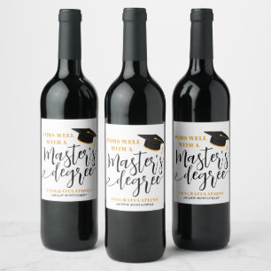 Étiquette Pour Bouteilles De Vin Casquette moderne Tassel Elégant Master's Degree