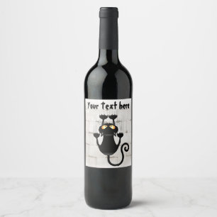 Étiquette Pour Bouteilles De Vin Cat Falling down fun dessin personnage