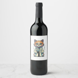 Étiquette Pour Bouteilles De Vin Cat Lab Focalisé