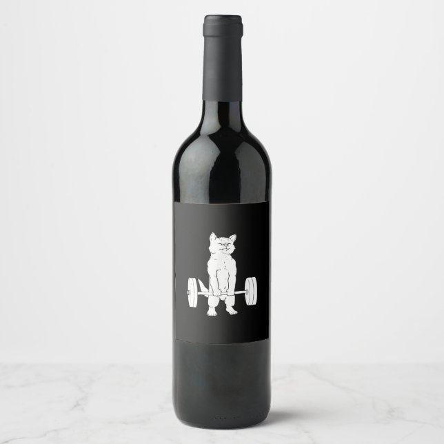 Étiquette Pour Bouteilles De Vin Cat Weightlifting And Gym (Devant)