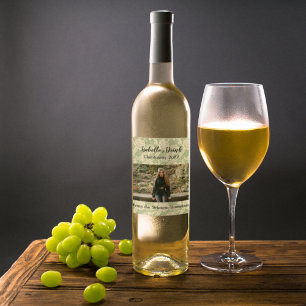 Étiquette Pour Bouteilles De Vin Causal personnalisé Green Photo Pays Vin Étiquette