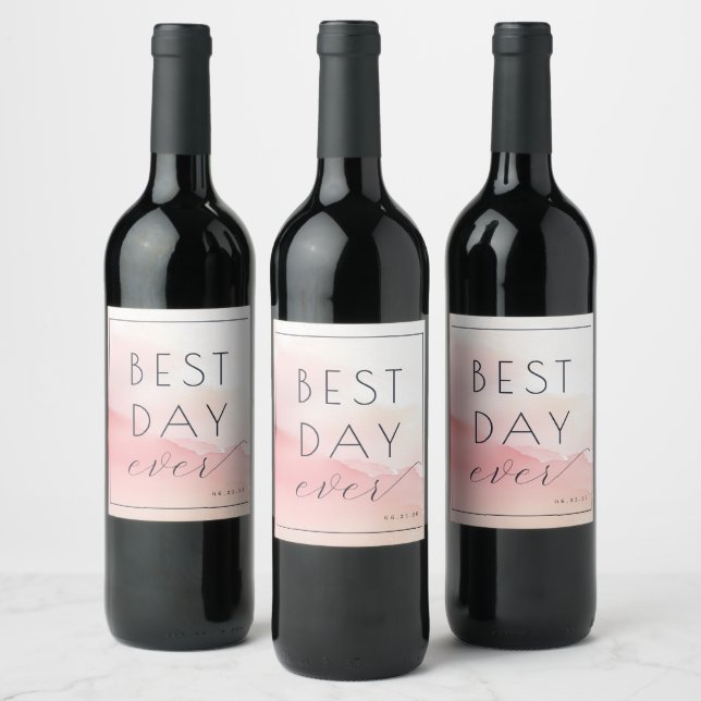 Étiquette Pour Bouteilles De Vin Célébration Aquarelle Rose Joyeuse (Bouteilles)