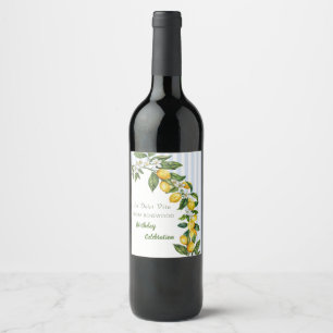 Étiquette Pour Bouteilles De Vin Célébration d'anniversaire à l'aquarelle de citron