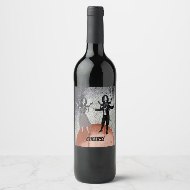 Étiquette Pour Bouteilles De Vin Célébration de danse d'aliens (Devant)
