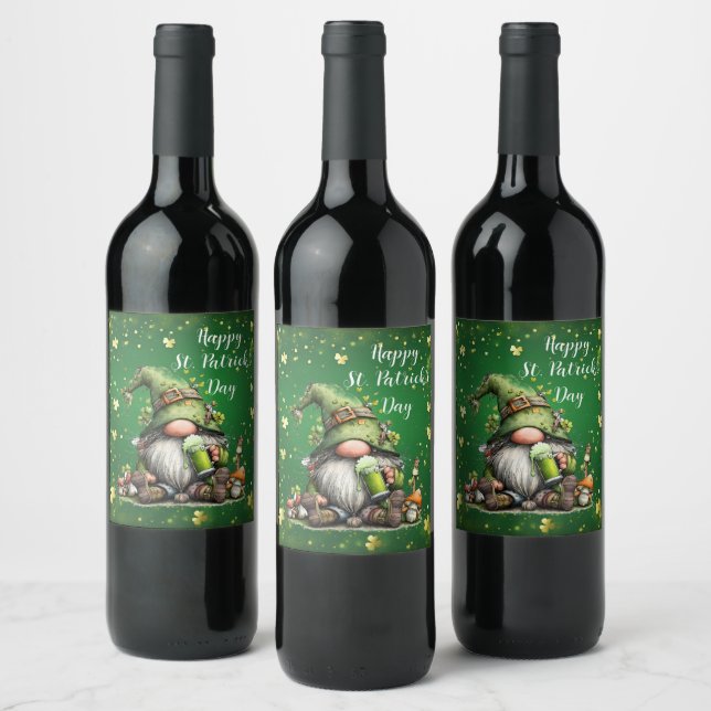 Étiquette Pour Bouteilles De Vin Célébration de Gnome de la Saint-Patrick Fantaisis (Bouteilles)