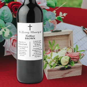 Étiquette Pour Bouteilles De Vin Célébration de la vie verset biblique funérailles