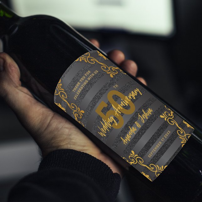 Étiquette Pour Bouteilles De Vin Célébration du 50e anniversaire du Mariage chic et (Créateur téléchargé)