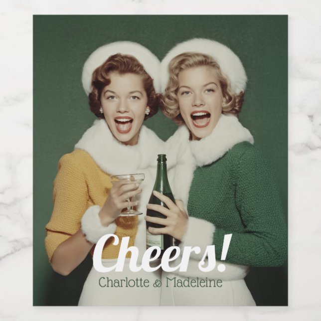 Étiquette Pour Bouteilles De Vin Célébration joyeuse de champagne d'hiver (Étiquettes simples)