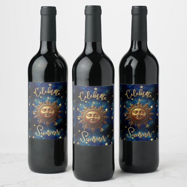 Étiquette Pour Bouteilles De Vin Céleste Été Célébrer l'été  (Bouteilles)