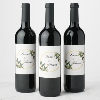 Étiquette Pour Bouteilles De Vin Cercle Botanique Or Élégant