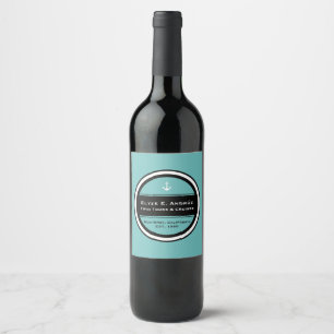 Étiquette Pour Bouteilles De Vin Cercle de Ancre nautique personnalisable