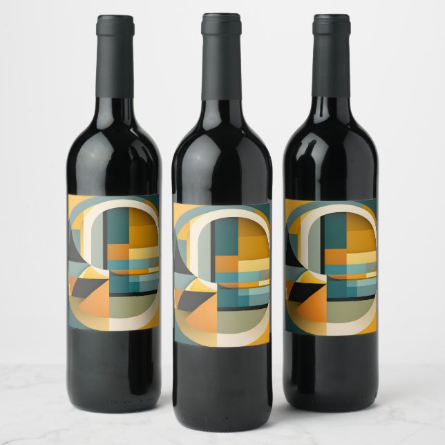Étiquette Pour Bouteilles De Vin Cercles et rectangles d'abstraction géométriques r (Bouteilles)