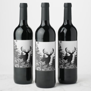 Étiquette Pour Bouteilles De Vin Cerf avec grand rack hors forêt
