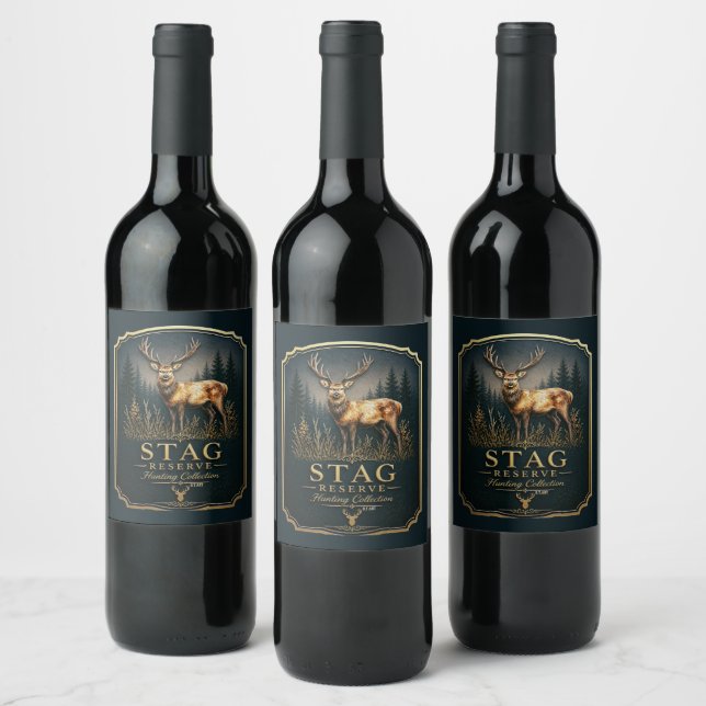 ÉTIQUETTE POUR BOUTEILLES DE VIN CERF – COLLECTION DE CHASSE  (Bouteilles)
