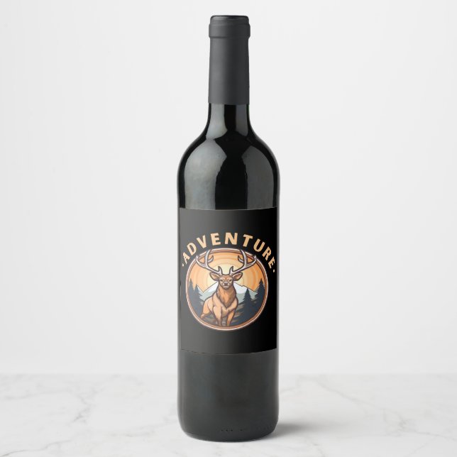 Étiquette Pour Bouteilles De Vin Cerf - Faune - Camping - Aventure (Devant)