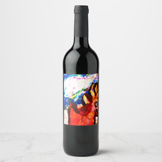 Étiquette Pour Bouteilles De Vin Cerfs en hiver  (Devant)