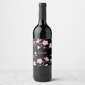 Étiquette Pour Bouteilles De Vin Cerise en fleurs - Sakura Étiquette de bouteilles 