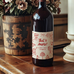 Étiquette Pour Bouteilles De Vin C'est Amore ! Fiançailles italien rouge