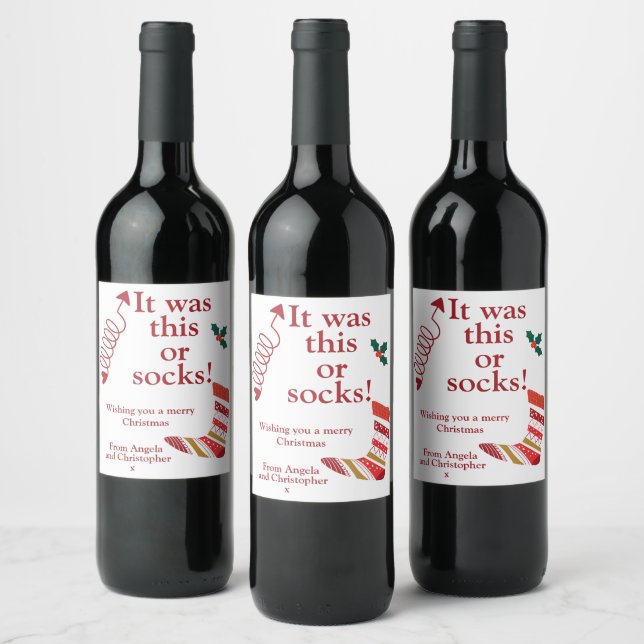 Étiquette Pour Bouteilles De Vin C'Est Drôle Noël Ou Chaussettes (Bouteilles)
