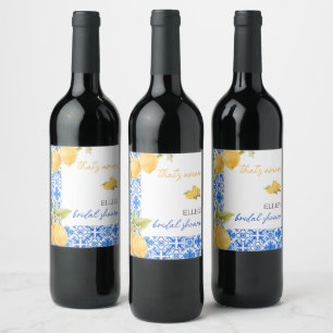 Étiquette Pour Bouteilles De Vin C'est l'amour Méditerranéen Lemon Bridal Shower