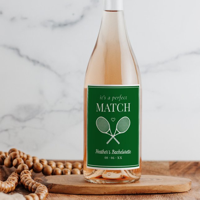 Étiquette Pour Bouteilles De Vin C'est un parfait match Tennis Bachelorette (Créateur téléchargé)