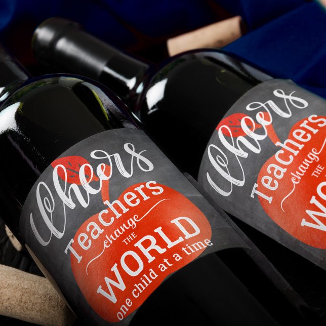 Étiquette Pour Bouteilles De Vin Chalet de devis enseignant avec Pomme rouge (Créateur téléchargé)