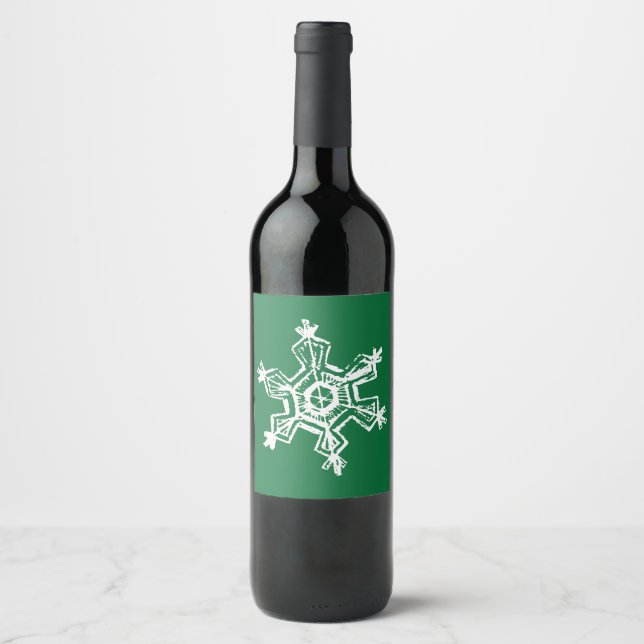 Étiquette Pour Bouteilles De Vin Chalk Snowflake Motif (Devant)
