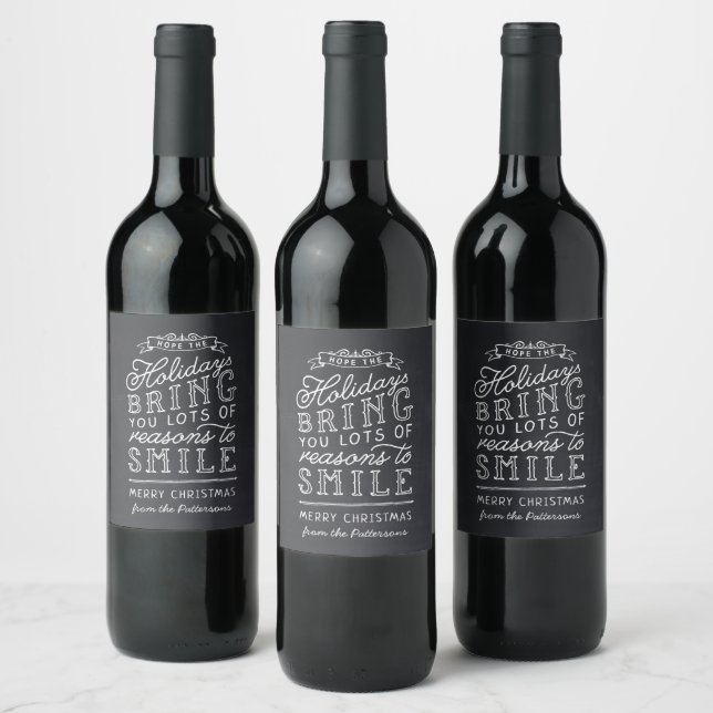 Étiquette Pour Bouteilles De Vin Chalkboard Letting cadeau de Noël personnalisé (Bouteilles)