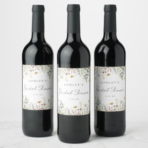 Étiquette Pour Bouteilles De Vin Champ de fleurs sauvages estivales pour la fête de