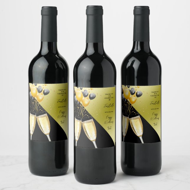 Étiquette Pour Bouteilles De Vin Champagne & Ballons 40e anniversaire (Bouteilles)