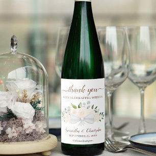 Étiquette Pour Bouteilles De Vin Champagne Pêche Florale Élégant Merci de mariage