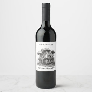Étiquette Pour Bouteilles De Vin Champignons Noir et blanc